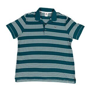 Lacoste Mens 100% Cotton Teal & White Striped Polo Shirt Sz XL (7)